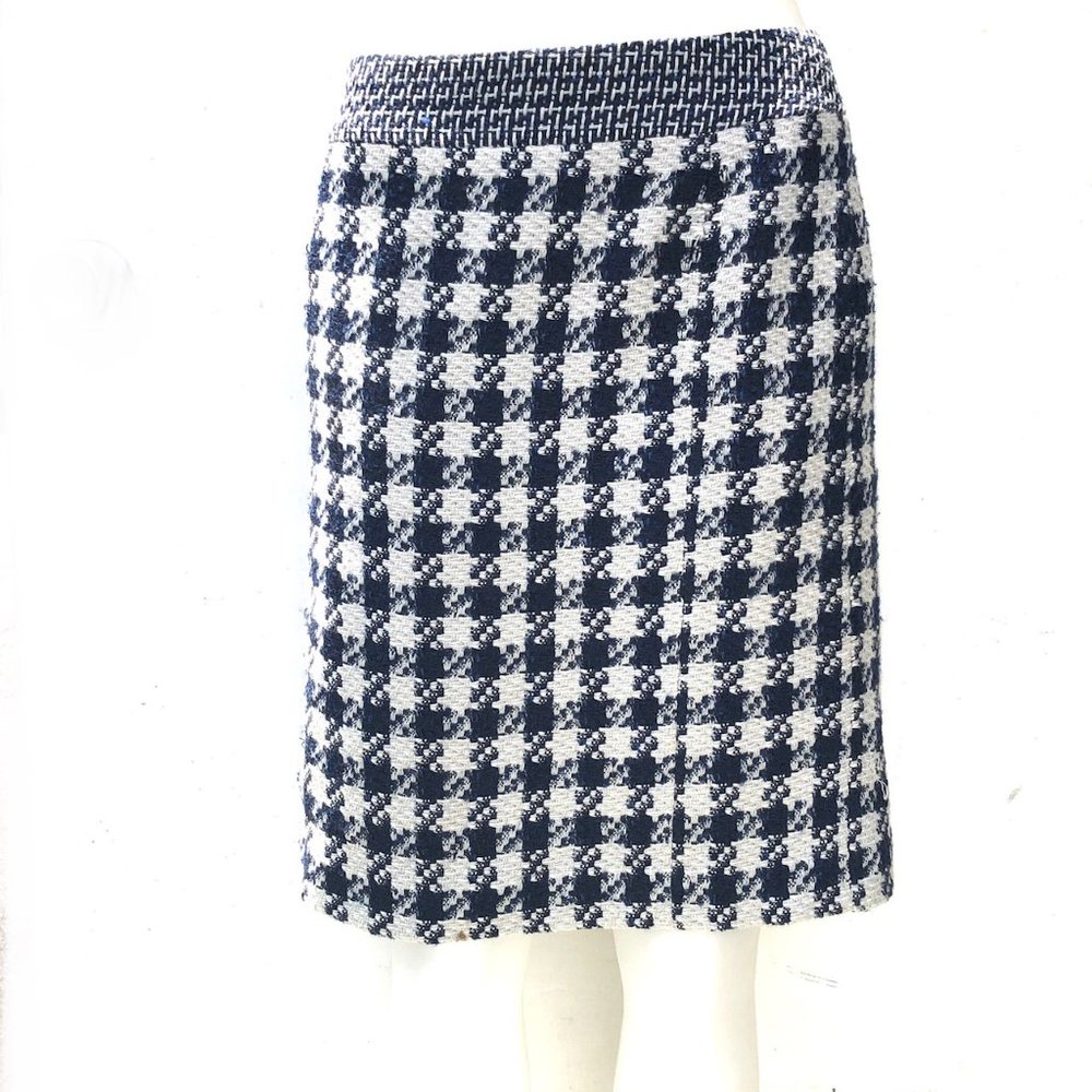Tory Burch Hounds Tooth Print Navy Skirt - AS IS